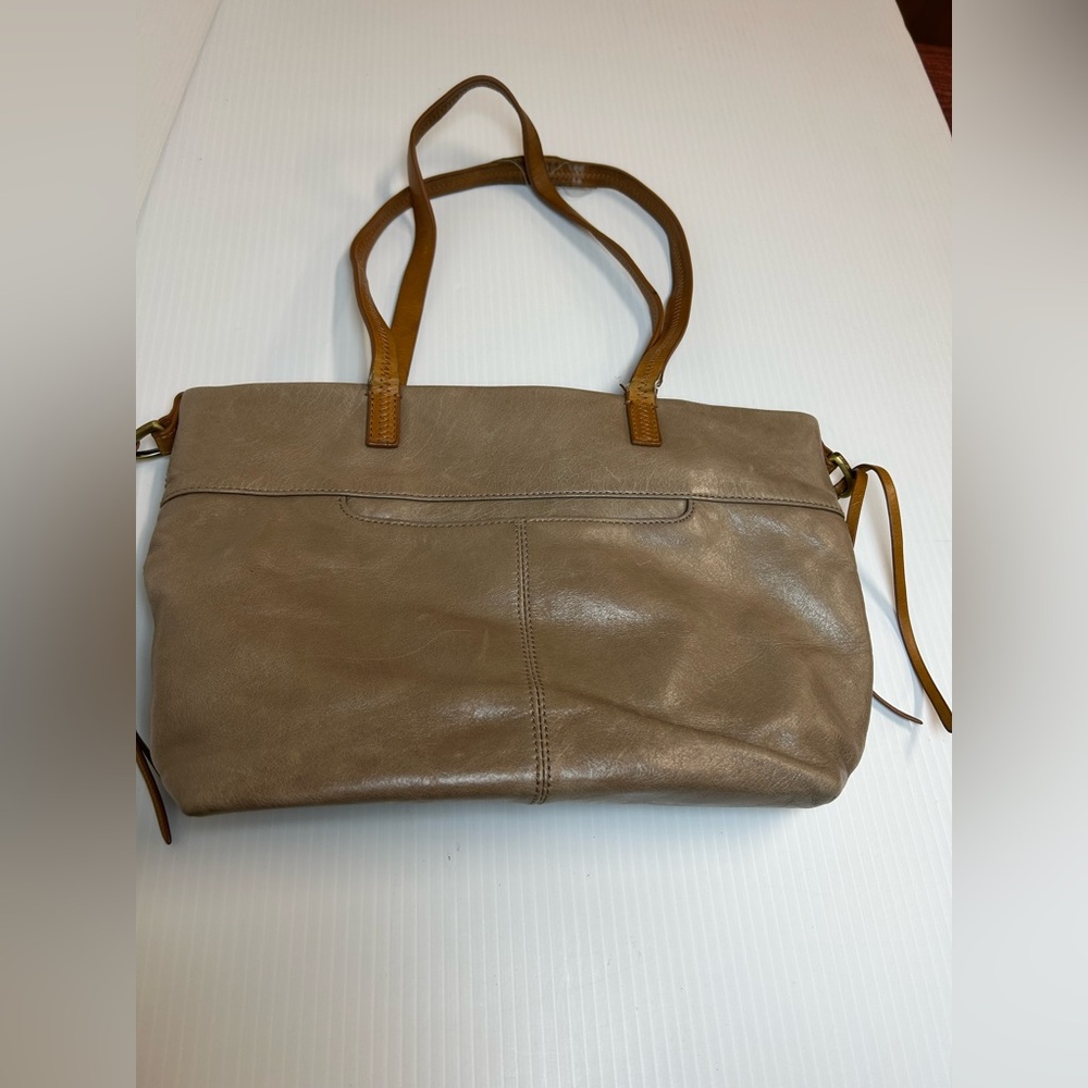 Damaged Hobo Cecily Handbag Tan Shadow Leather Pocket Double Strap Shoulder Bag